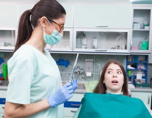 Dental anxiety caused by fear of painful experience.